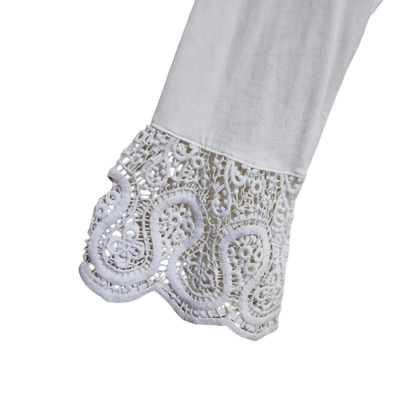 NWT Chico's Lace Peasant Dream Trim optical white keyhole tie top‎ Chicos 2 (12) - Picture 5 of 8